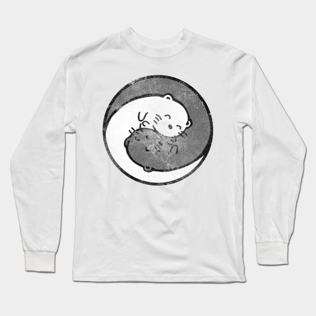 yinyang ying and yang otters vintage women cute cartoon kawaii Long Sleeve T-Shirt by theglaze